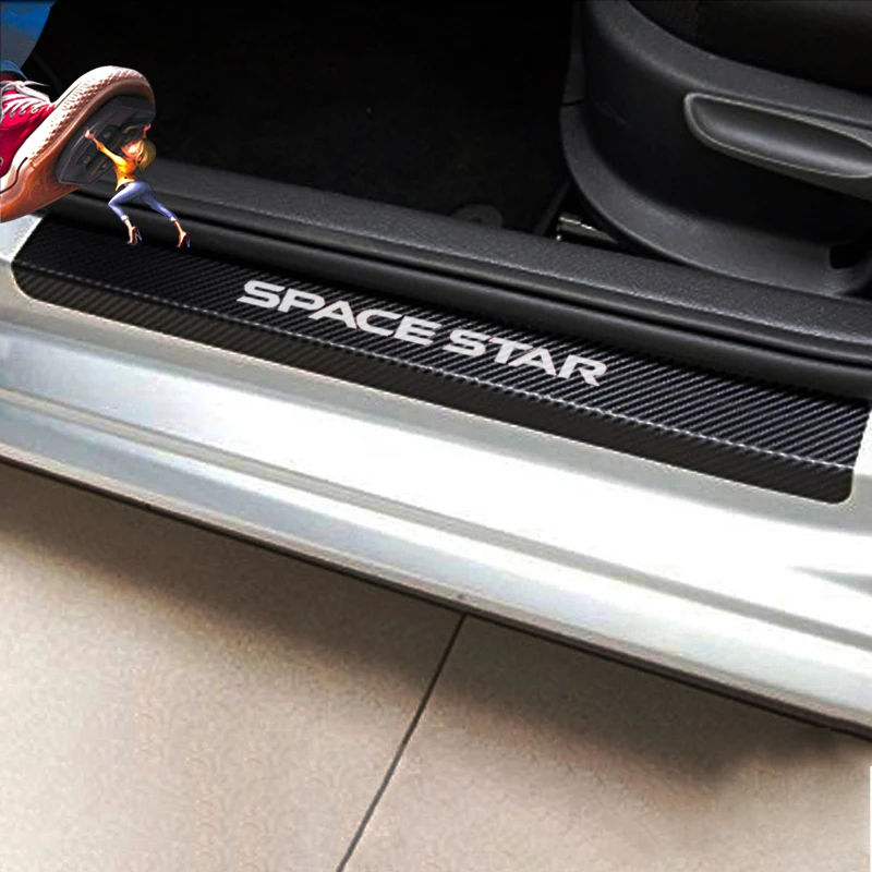 

For Mitsubishi Space Star 4pcs Car Door Sill Protector Sticker Carbon Fiber Vinyl Sticker Car Accessories