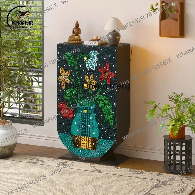 E182 Painted four-bucket chest of drawers, entrance hall, entrance, bed and breakfast bedside storage sofa cabinet
