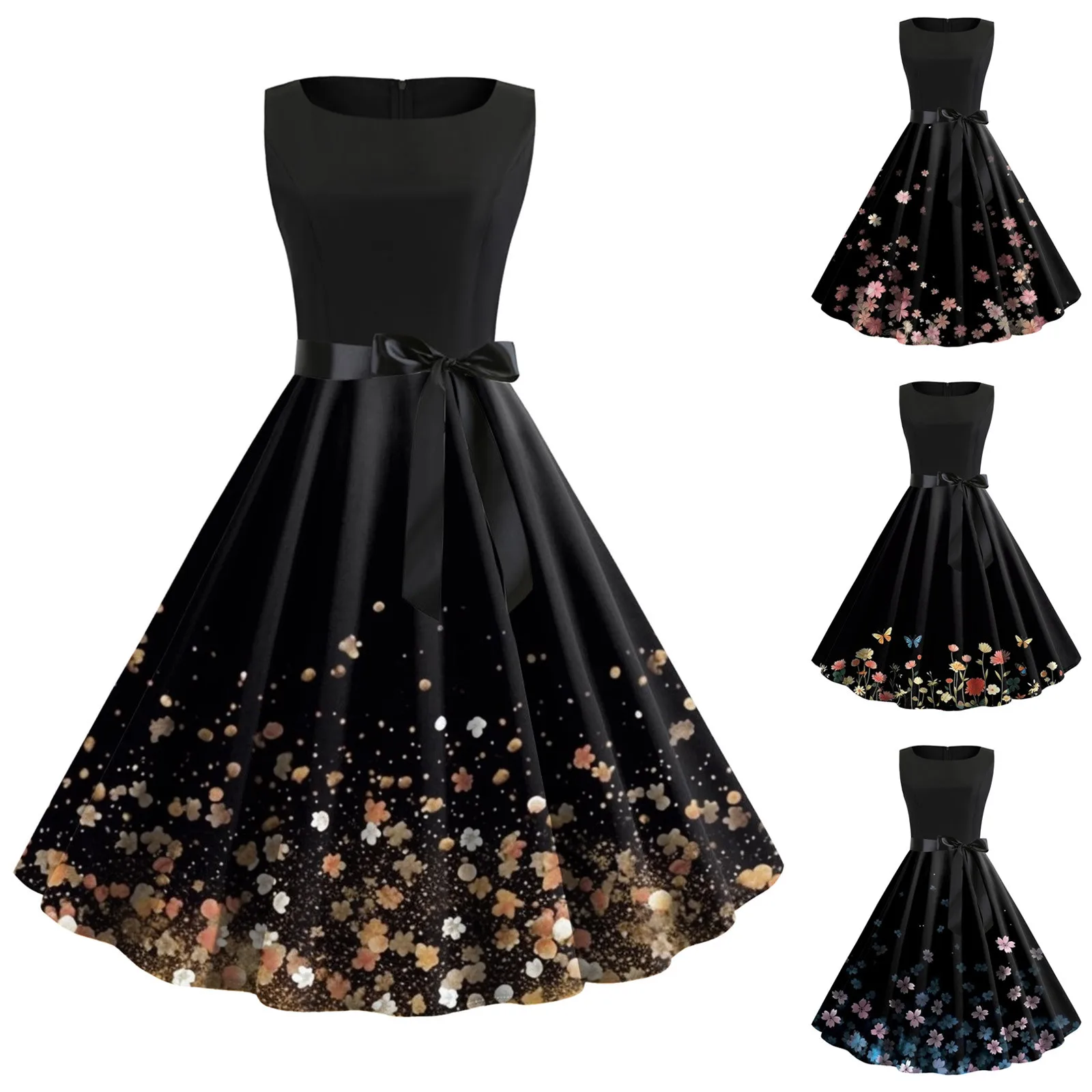 

Women Cocktail Dress V Neck Sleeveless Dress Vintage Evening Dress Dress For Ladies Boho Beach Dresses