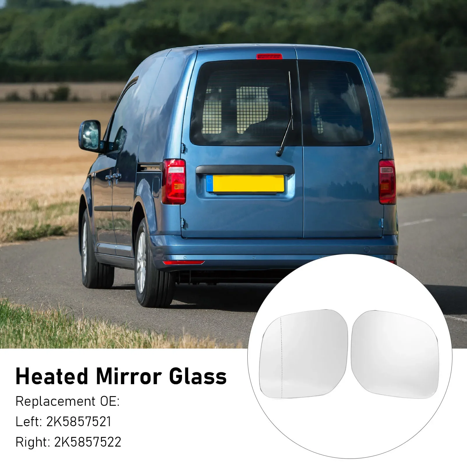 1 Pair Heated Mirror Glass 2K5857521 Anti Fog Left Right Side Rearview Mirror Glass For Caddy Facelift 2015 To 2020