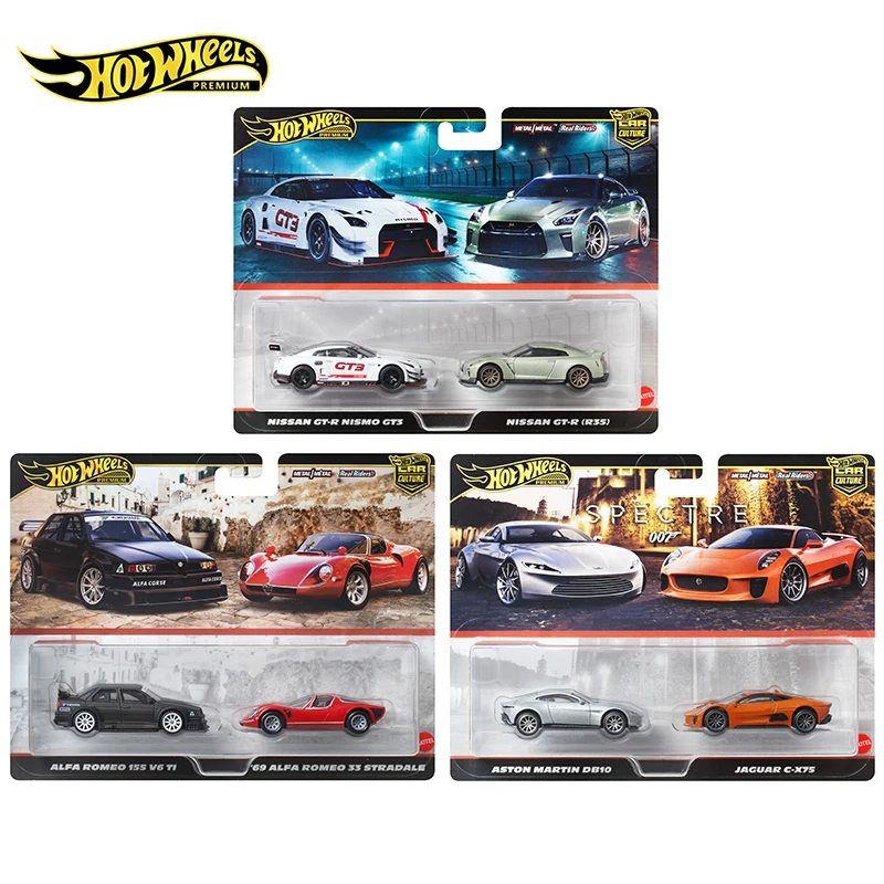 

Hot Wheels Nissan GT-R NISMO GT3 & Nissan GT-R Alfa Romeo 155 V6 TI 1/64 Metal Die-cast Model Collection Toy Vehicles HBL96