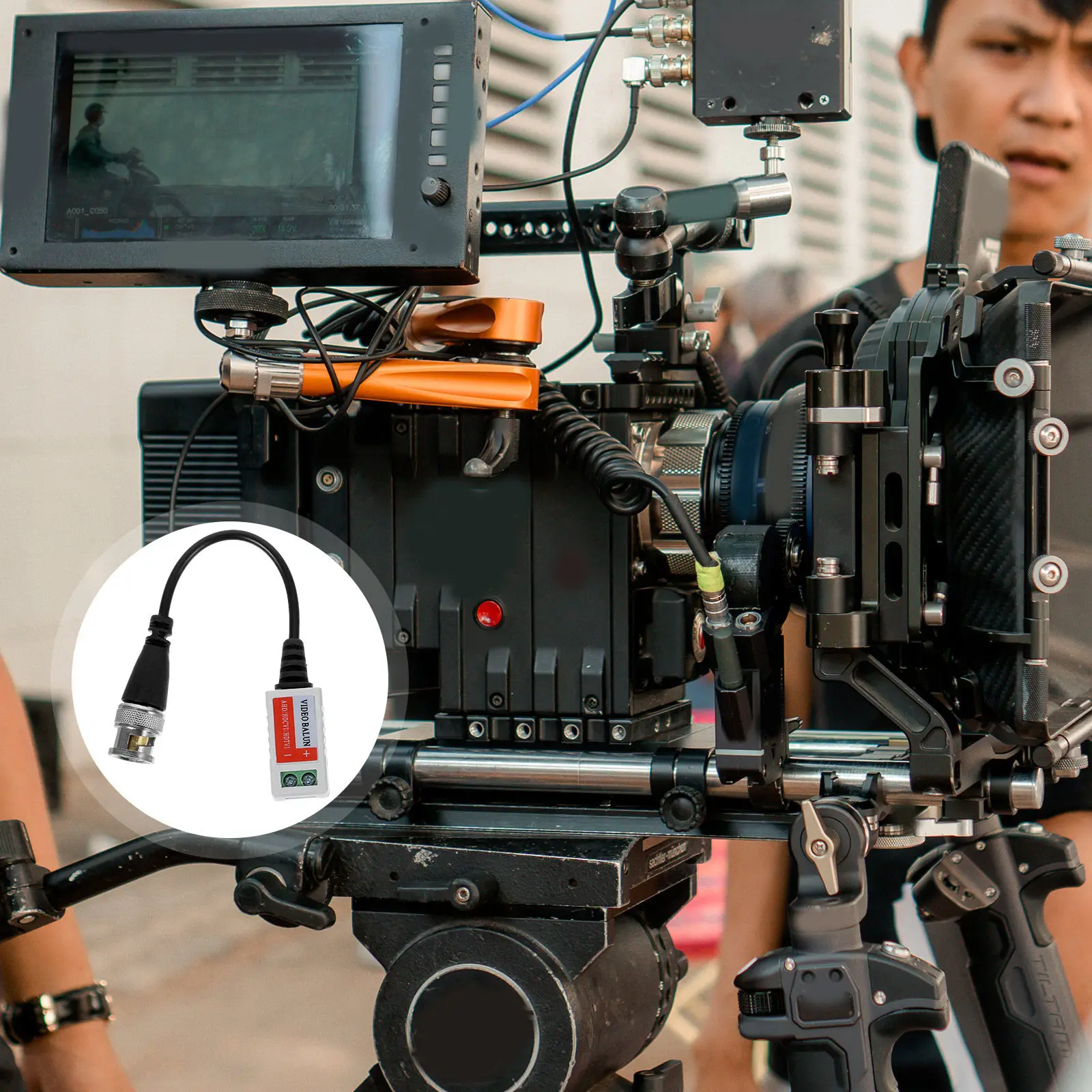 um-par-de-transceptores-de-video-cctv-com-cabo-duplo-trancado-202a-de-canal-Unico-passivo-bnc-preto-para-camera