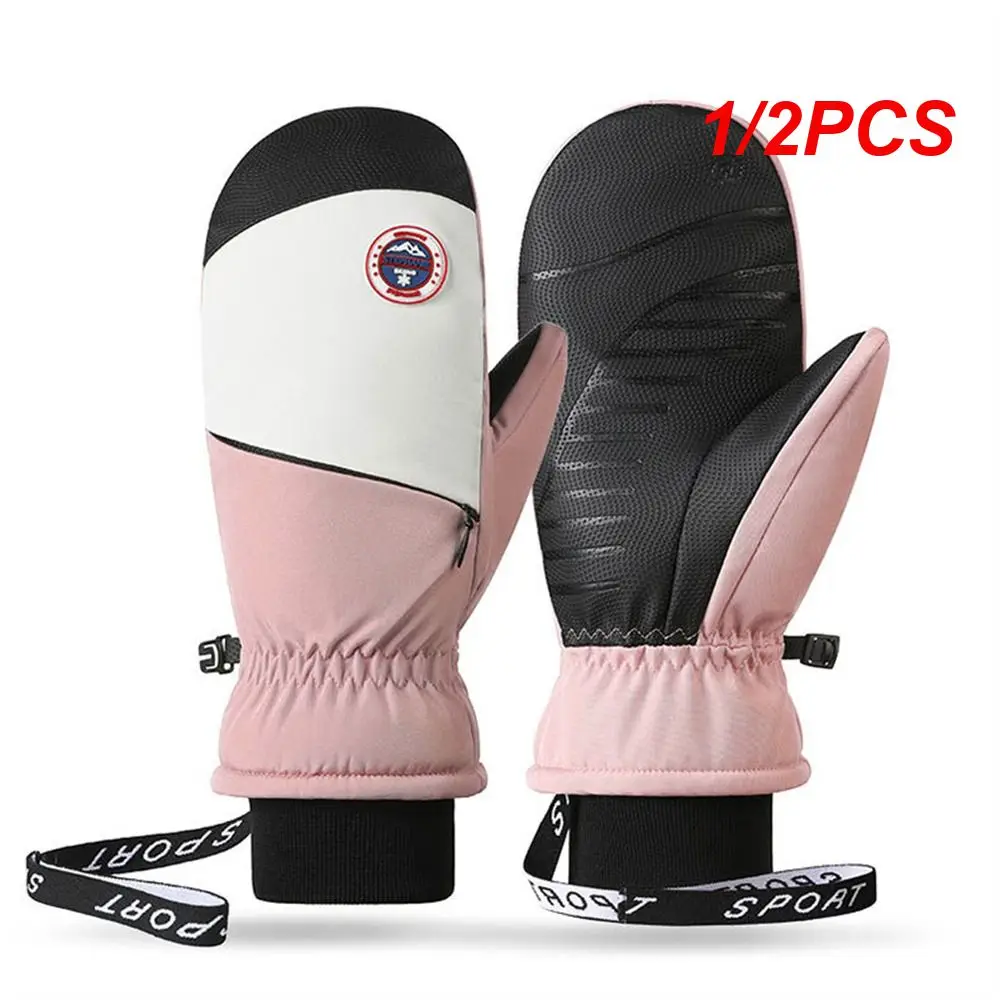 1/2PCS Ski Gloves Women Warm Winter Waterproof Skiing Snowboard Gloves Snowmobile Riding Motorcycle Outdoor Sports Cycling Snow