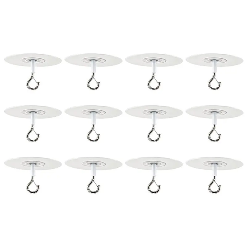 ABDJ-Adhesive Ceiling Hooks 12 Pack, No Drill Clear Stick-On Disc Hooks For Hanging Plants, Decorations, Wind Chimes