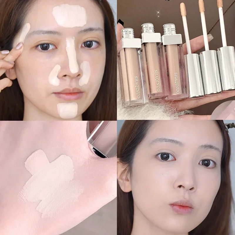 Crema correctora líquida, maquillaje resistente al agua, hidratante, brillo, cubierta de larga duración, acné, ojeras, base cosmética facial