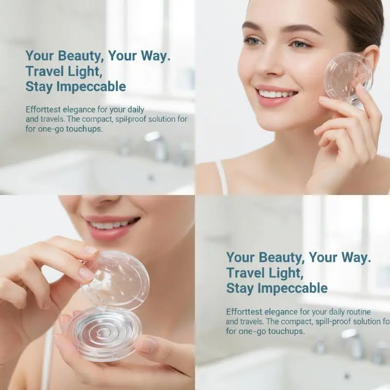 Zuverlässige, durchsichtige, gewellte Blush-Box zur Aufbewahrung von Make-up-Puder, Lippenstift und Concealer zu Hause. – Detail 3