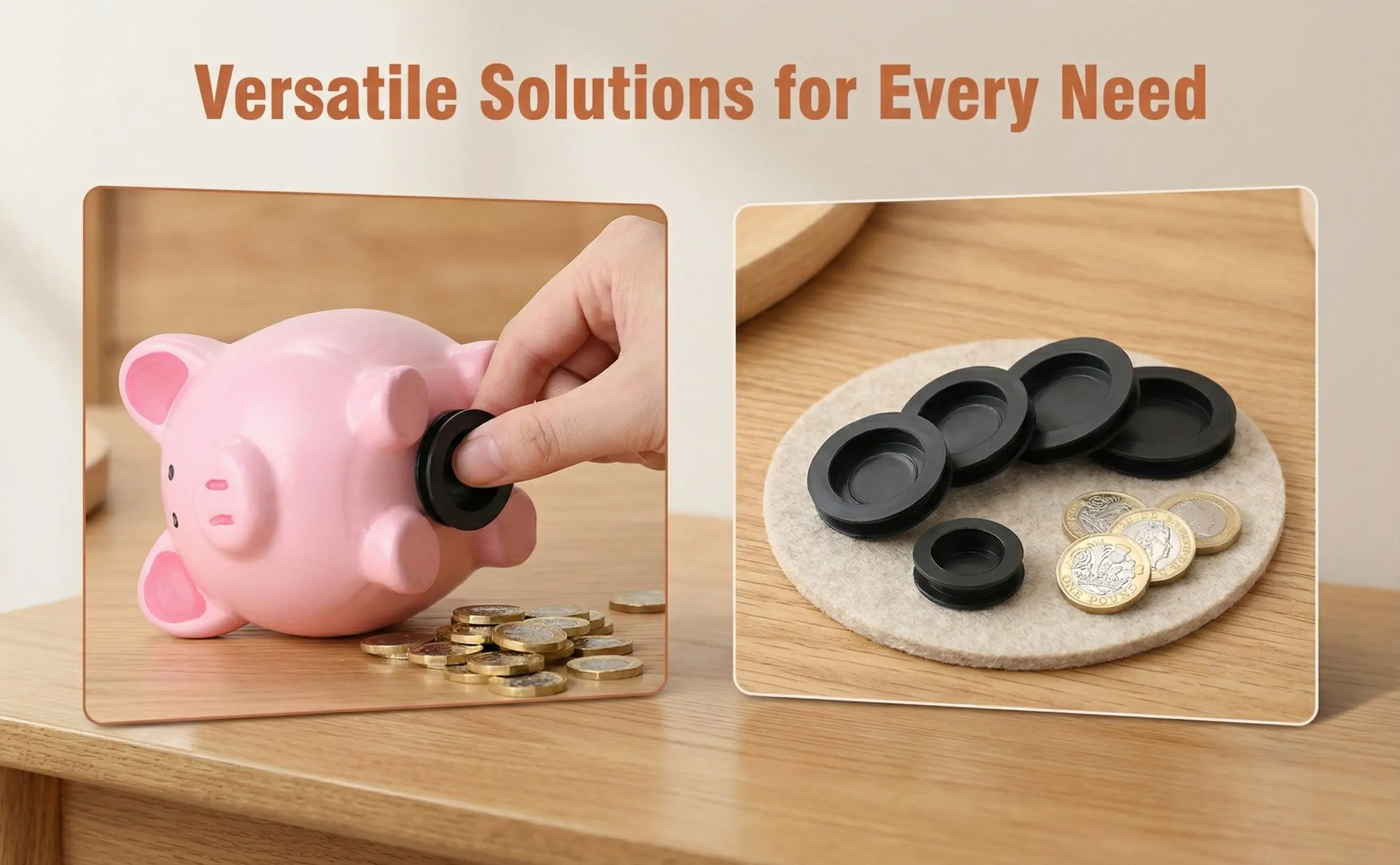 5Pcs Rubber Piggy Bank Bottom Plugs Round Stoppers for Savings Jar Money Box Cap Replacement Easy Push in Smooth Comfortable