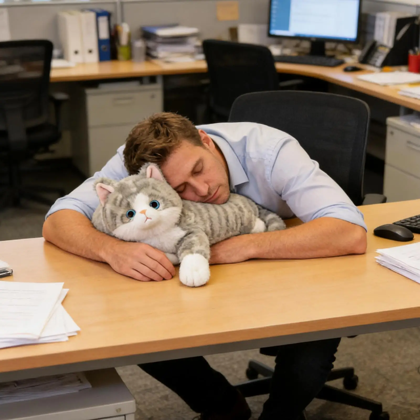 19.6インチの寝そべり姿勢のぬいぐるみ猫、抱き枕、リアルな寝そべり姿勢の子猫のぬいぐるみ、子供、女の子、誕生日、大人のストレス解消に