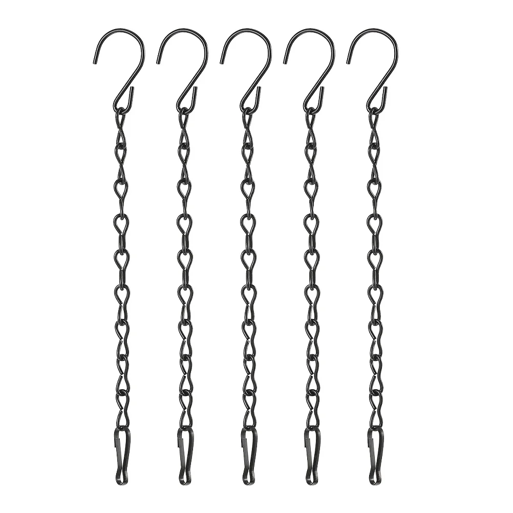 

5pcs Black Metal Hanging Chains 24cm for Planters Bird Feeders Iron Hangers Lantern Hooks Flowerpot Hook Chain