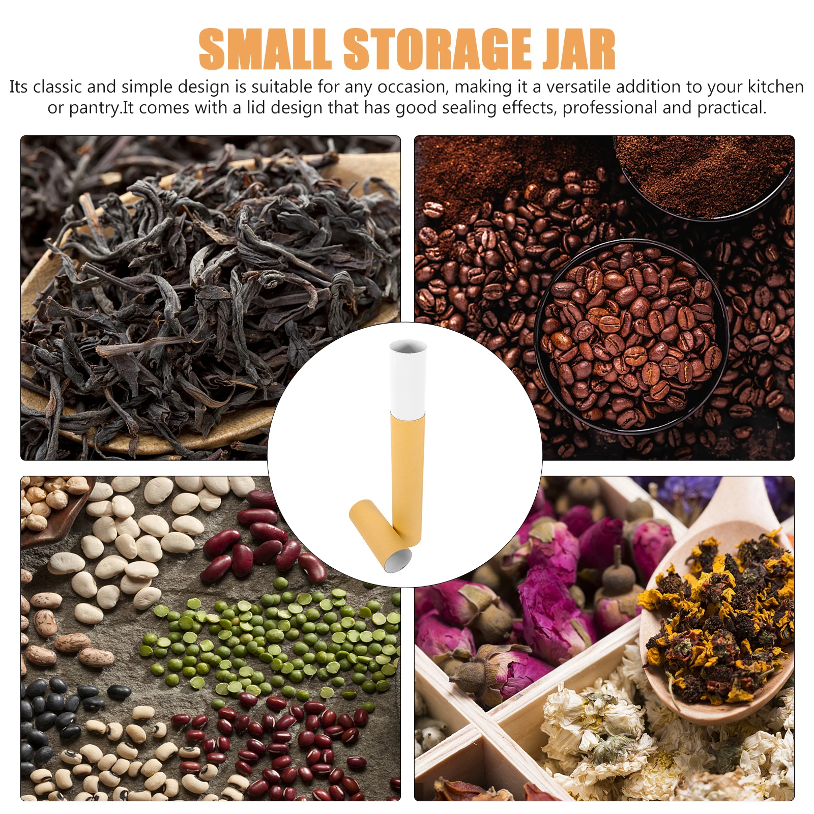 

Kraft Paper Tube Canister 6.5cm Diameter x 50cm Height Thickened Storage Containers Kitchen Home Tea Coffee Beans