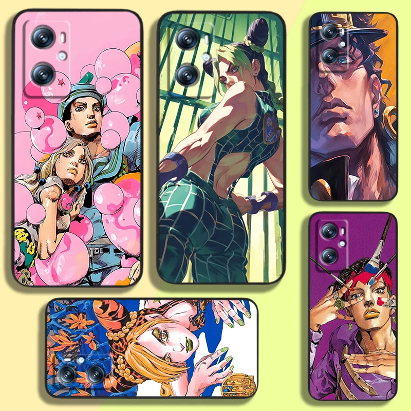 J-JoJo Bizarres A-Adventure For OPPO Find X6 X5 X3 A54S A5 A94 A16 A53S A57 A74 A72 A98 A78 A96 A9 5G Black Soft Phone Case