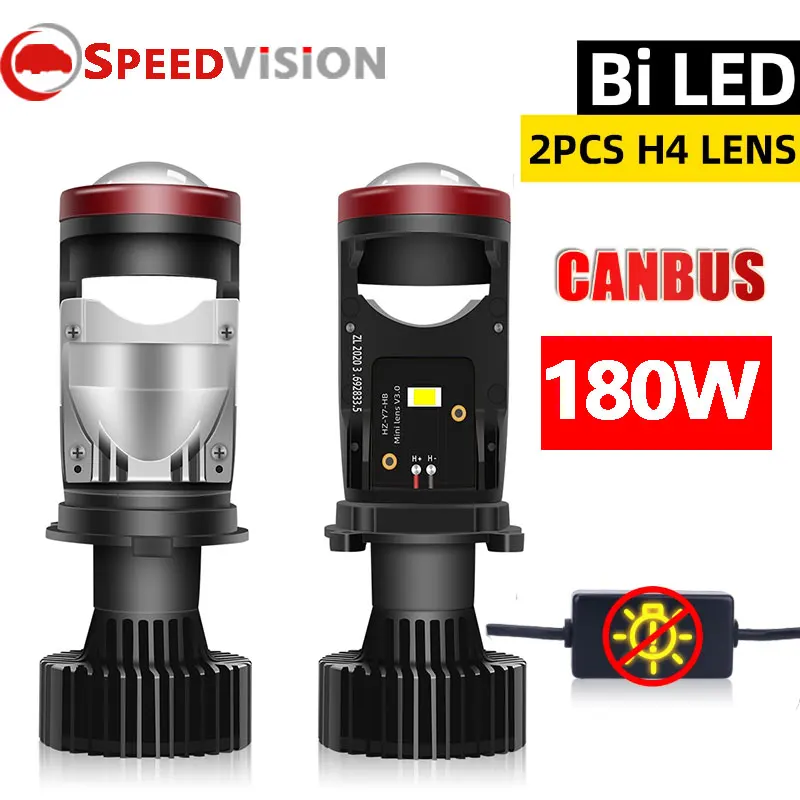 

Bi LED H4 Projector Lens Mini Bulb 180W Canbus 180000LM Fanless Headlight For Car Motorcycle Dual High Low Beam 9-24V Plug&play