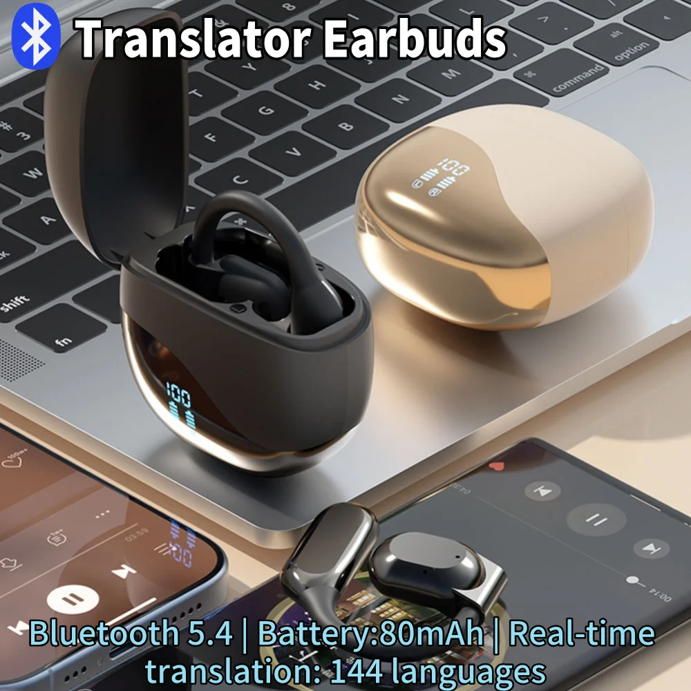 2024 Smart Voice Translator Ai Translating Ear Buds 144 Languages Translator Earbuds Real Time Translate New Bluetooth Earphones