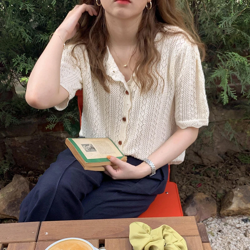 

Women's Summer New Hollow out Knitted ort Sve Ice Silk Thin Top Hollow Design Sensation Open Cardigan Loose Fit Commute ...