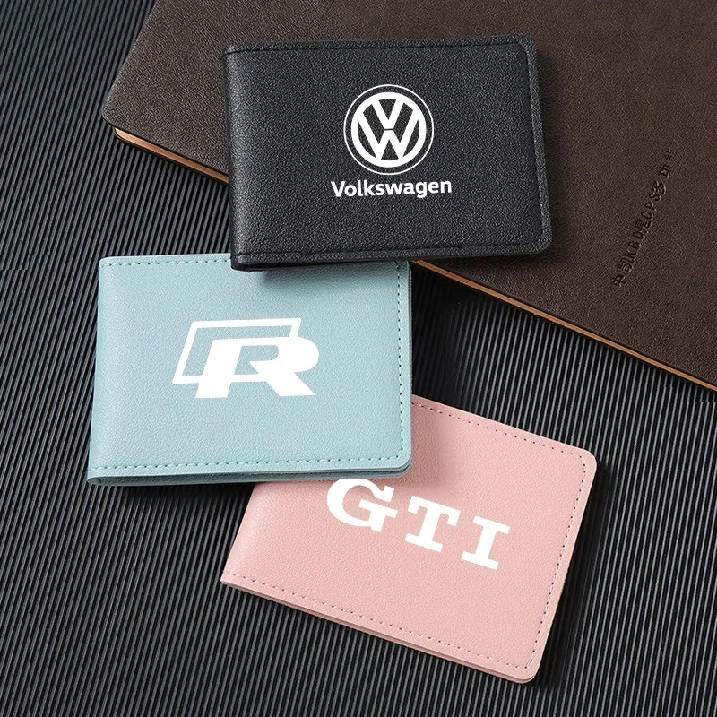 

Ultrathin Leather Car Driver License Bag ID Card Case For VW GTI Polo Golf Passat Tiguan Arteon Touareg Taigo Caddy Jetta CC