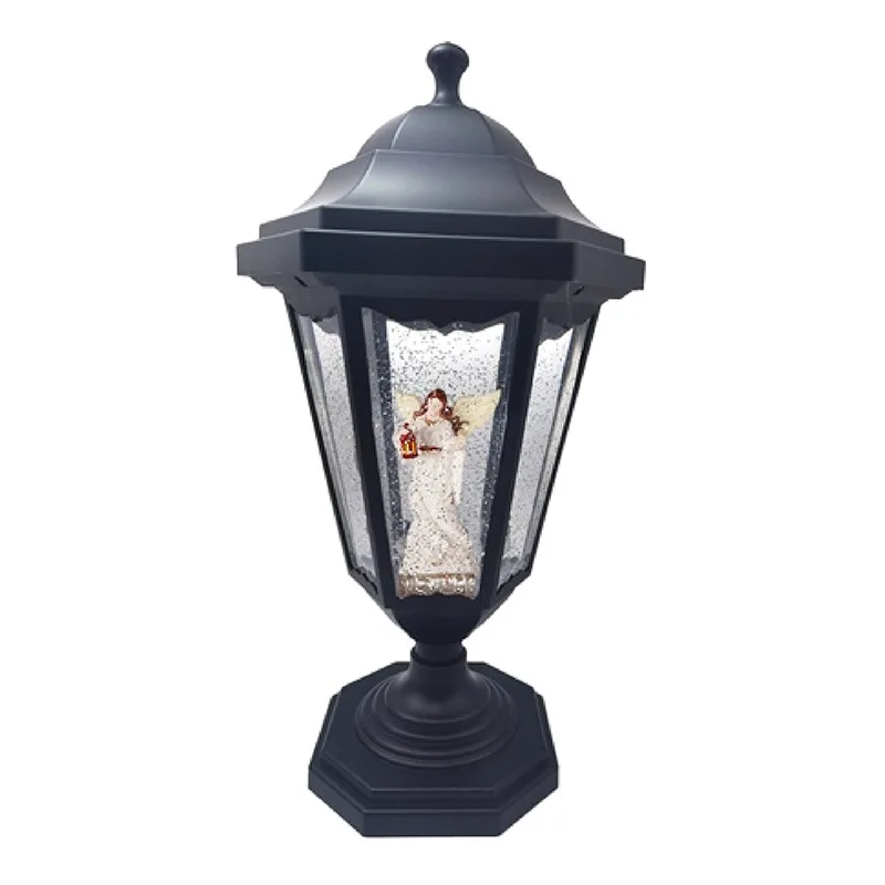 Lentera angin salju bercahaya Natal, hadiah liburan, hiasan meja, kotak musik, lampu LED bawaan, lampu malam bercahaya