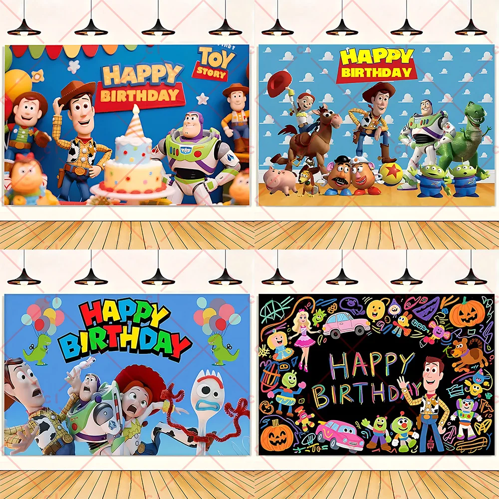 

Disney Toy Story Buzz Lightyear Woody Backdrop Boys Kids Birthday Party Decoration Supplies Home Wall Decor Background Banner