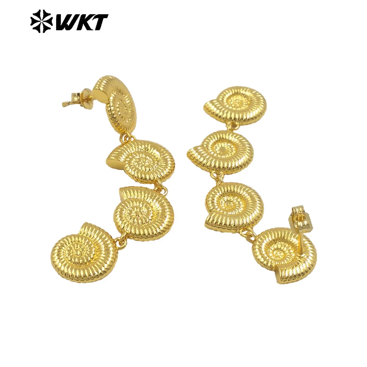 WT-E763 WKT Hot Sales Elegant Earring The shape Of Snail With 18k Gold Plated For Women Special Gifts Jewelry 5