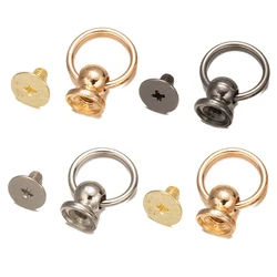 20pcs Metal Ball Post With O Ring Studs Rivets Nail Screwback Round Head Spots Spikes Leather Craft phone case decor Accessories