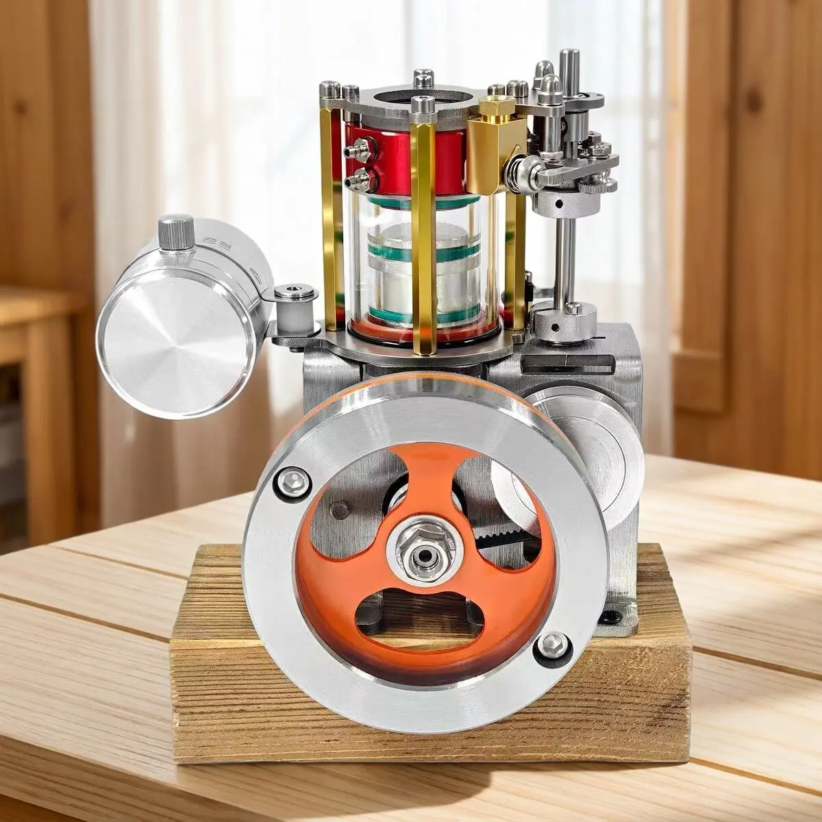 Engine Model Transparent Cylinder Metal Single Cylinder Four-stroke Water-cooled Heat Dissipation Engine Model Toy