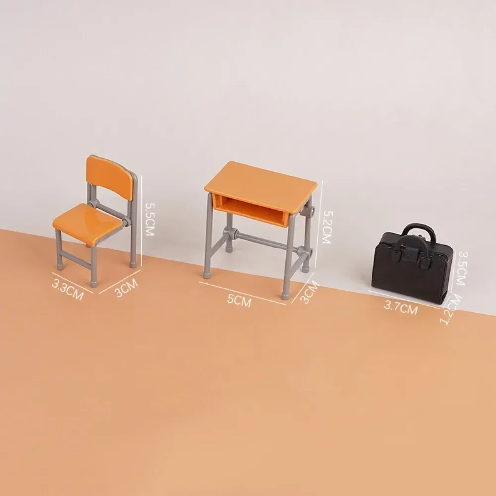 1 conjunto 1:12 casa de bonecas em miniatura mesas cadeiras mochilas escolares playset móveis modelo decoração sala de aula brinquedo casa de boneca acessórios