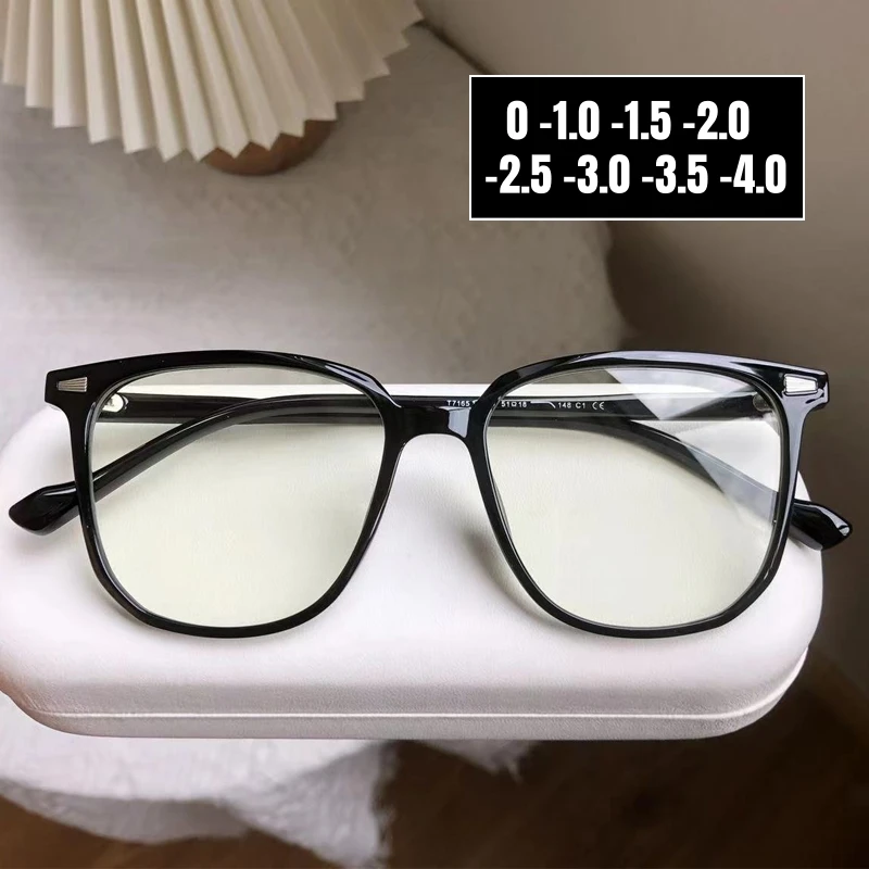 

New Fashion Square Frame Myopia Glasses for Women Anti-Blue Light Minus Eyewear Unisex Eye Protective Computer Goggles Diopters