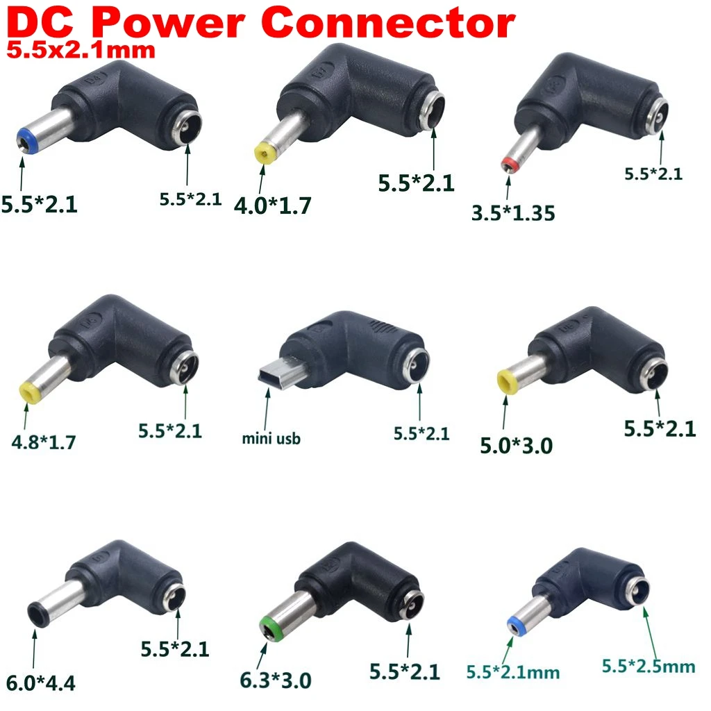 Conector de CC hembra de 5,5x2,1mm a 3,0 × 1,1, 4,0 × 1,35, 4,0 × 1,7, 2,5x0,7, 4,8x1,7mm, convertidor de enchufe macho, adaptador de corriente para ordenador portátil