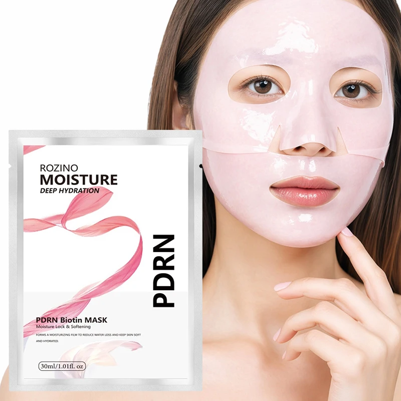 Rozino Pdrn Biotin Hydrating and Moisturizing Mask Sheet Is Soft and Skin-Friendly, Tightly Adheres to the Face, and Is Breathable Without Causing Skin Suffocation. Added with Pdrn and Biotin Ingredients, It Can Replenish Skin Moisture and Maintain a Hydrated State for a Long Time. the Formula Is Gentle and the Application Experience Is Comfortable, Making It the Preferred Product for Daily Facial Care.