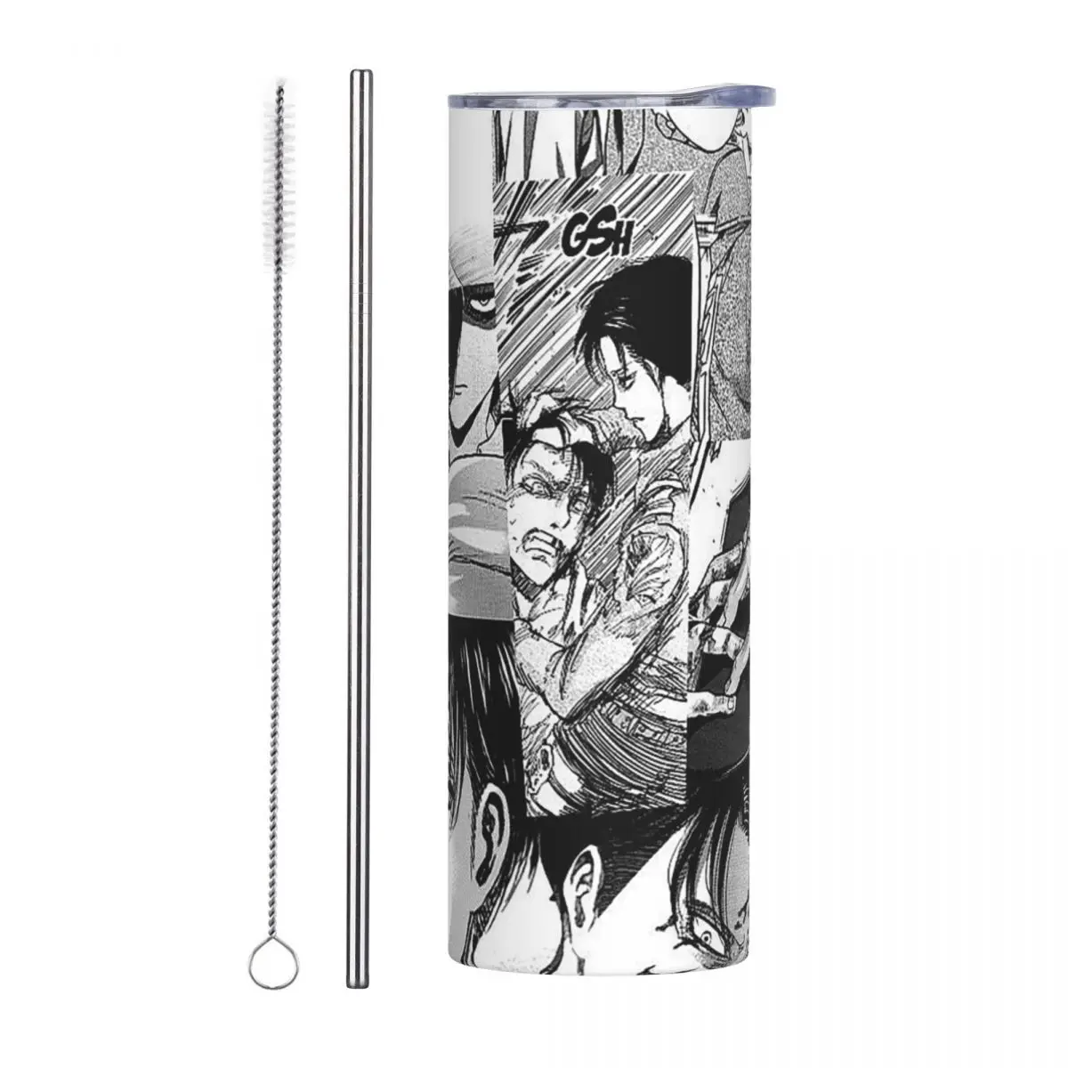 

Levi Ackerman Атака Титанов Стакан из нержавеющей стали Чашка с вакуумной изоляцией Термальные холодные чашки Соломинки с крышкой 20 унций