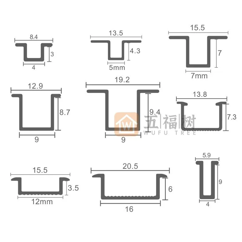 Customized. U-Shaped Bar Aluminum Alloy Several-Type Card Slot Pressing Strip Several-Type Flanging Strip Door Insertion Strip B