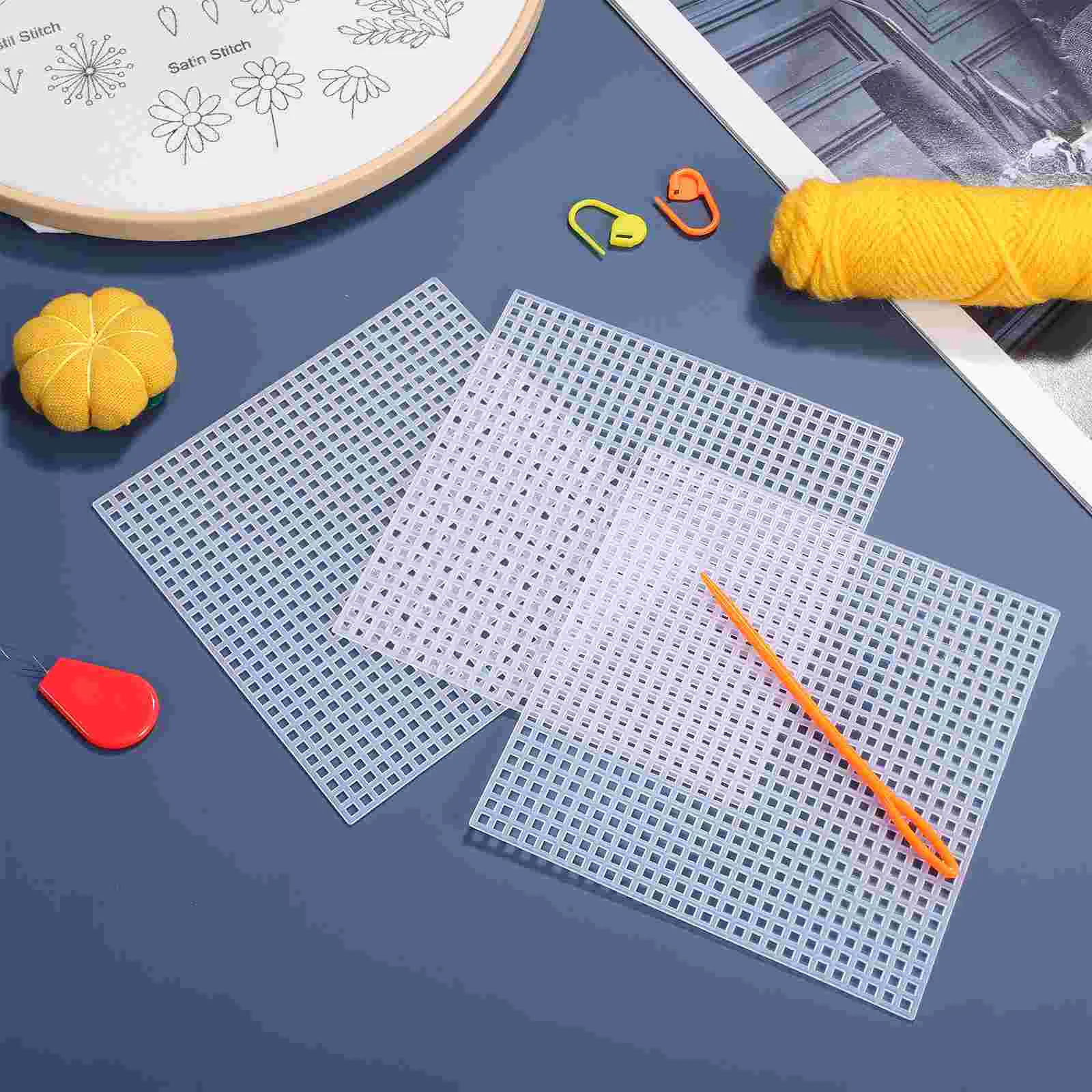 Imagem -04 - Plastic Mesh Canvas Sheet Praça Crochet Ponto de Cruz Aida Pano Tecido Líquido para os Olhos Formas Fursuit Quilting Viagem 12 Pcs