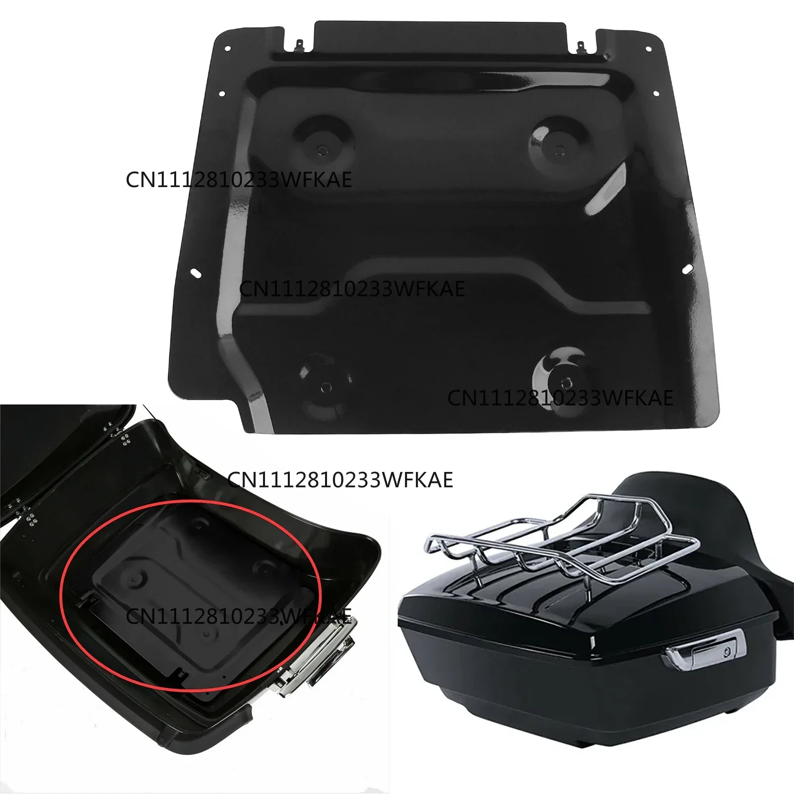 Motorcycle Black Metal Trunk Tour Pak Pack Base Plate For Harley Touring Road King Street Electra Glide 2014-2024