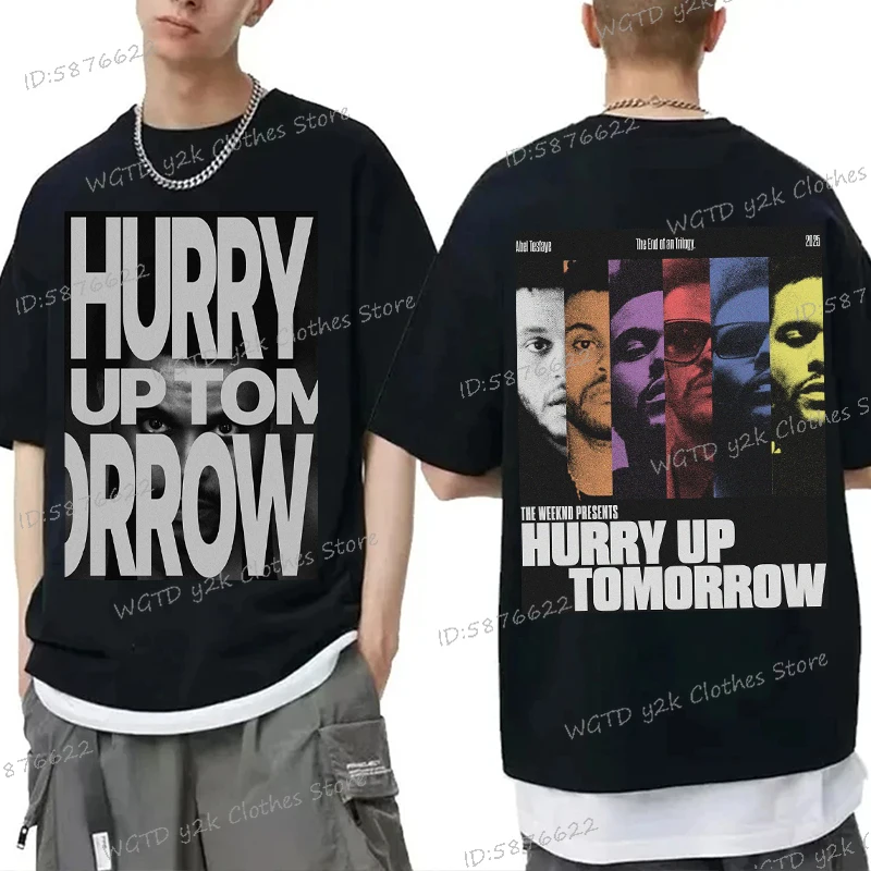 Футболка The W-Weeknd Hurry Up Tomorrow для мужчин и женщин, модный музыкальный альбом, тур 2024, подарок для фанатов, уличная одежда, повседневные рубашки в стиле Харадзюку