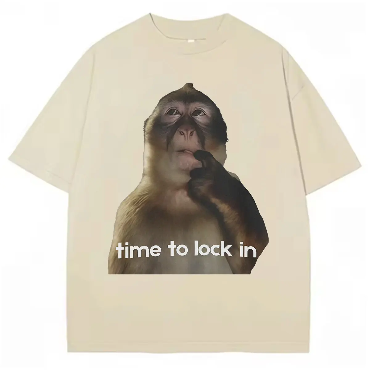 Time To Lock in Funny Monkey Meme T-Shirts Mens Womens Fashion Graphics T-shirt Short Sleeve 90s Casual Retro Cozy Daily T Shirt