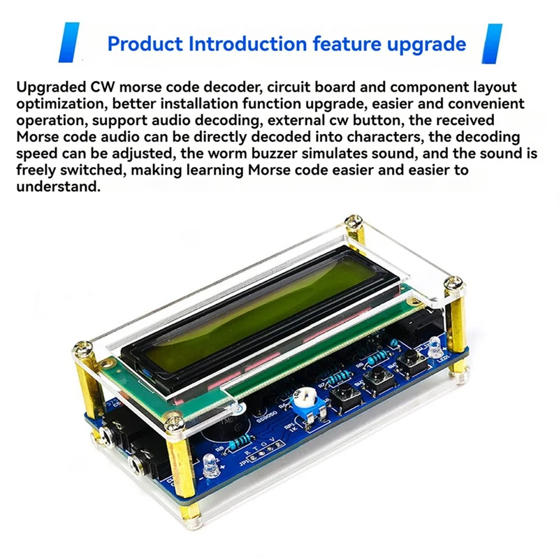 

Highly Recommended-CW Morse Code Decoder DIY Kit CW Trainer Morse Code Decoder DIY Electronic Component Kit With Digital LCD