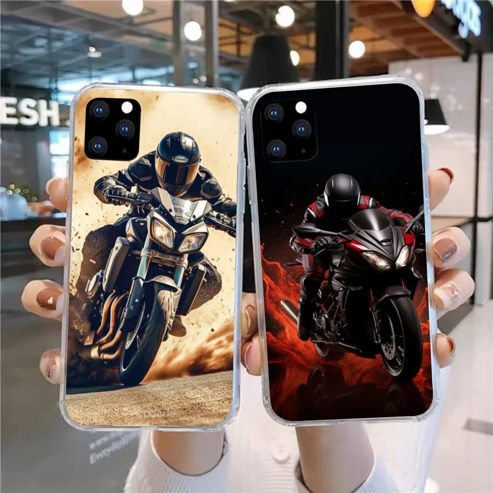 Motorcycle Rider Mobile Cell Phone Case for Huawei P50 P40 P30 Pro Mate 40 30 Pro Nova 8 8i Y7P Honor Clear Phone Cover Funda