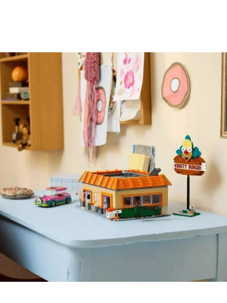 Lager 1635-teilige MOC City Krusty Hamburg-Bausteine, geeignet für Weihnachtsgeschenksets für Kinder