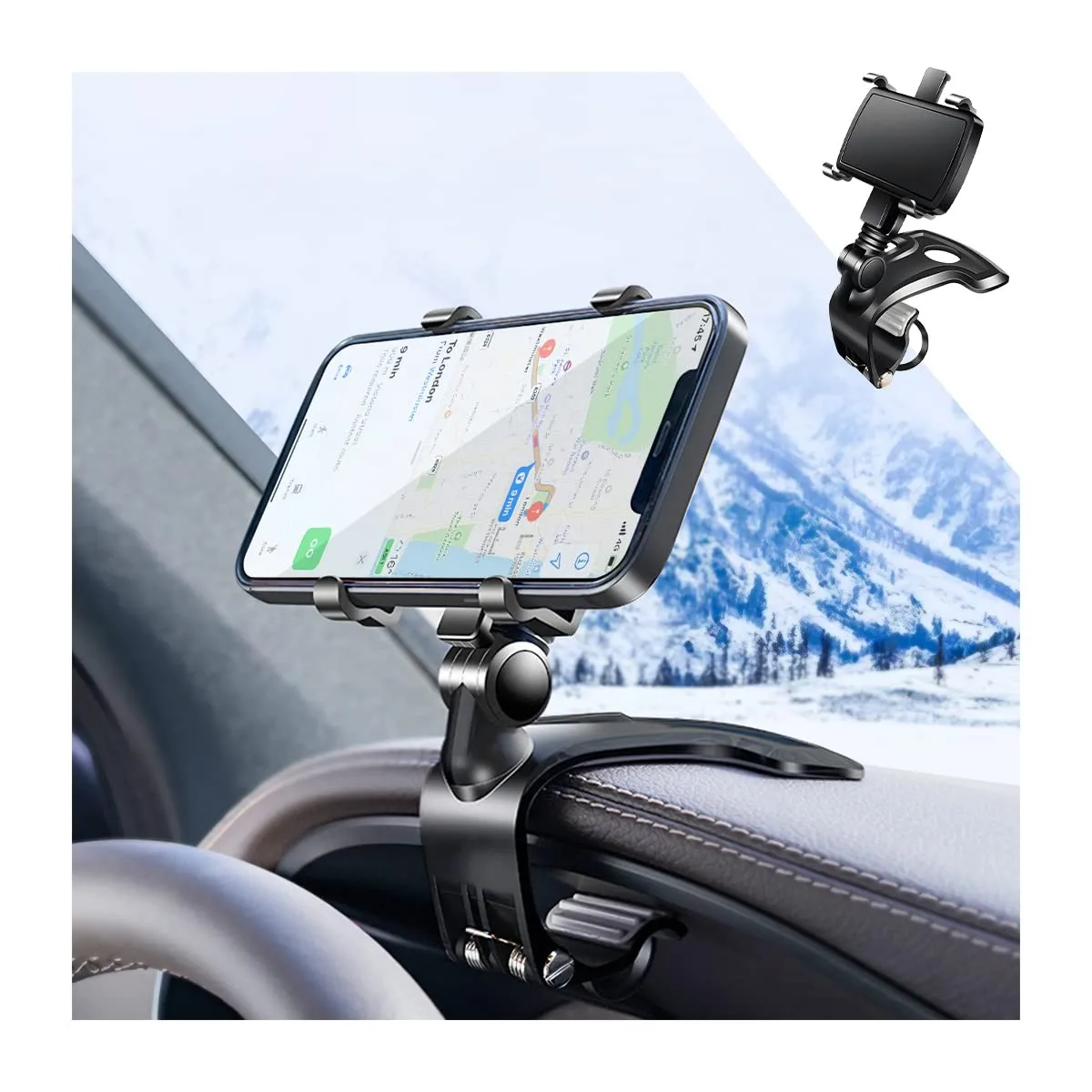 Car Mount, ABS Cell Holder for Car, 1400 Degree Rotation Dashboard Cell Holde...