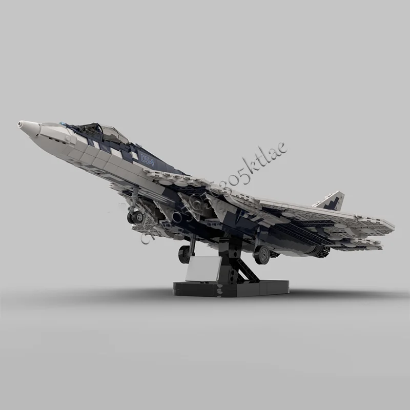 2063 أجزاء MOC سلسلة الحرب الطائرة 1:35 مقياس Su-57 فيلون نموذج طائرة مقاتلة لتقوم بها بنفسك تجميعها ألعاب أطفال تعليمية هدايا عيد الميلاد #4