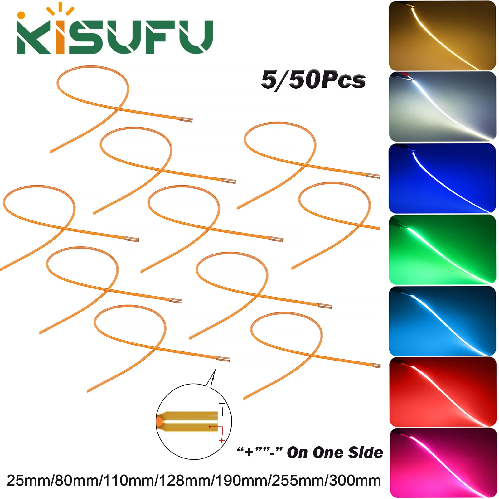 

DC3V LED Filament Free Cut for Edison Bulb Lamp 25mm 80mm 110mm 128mm 190mm 255mm 300mm DIY COB LED Strip Diode Decor 8 Colors