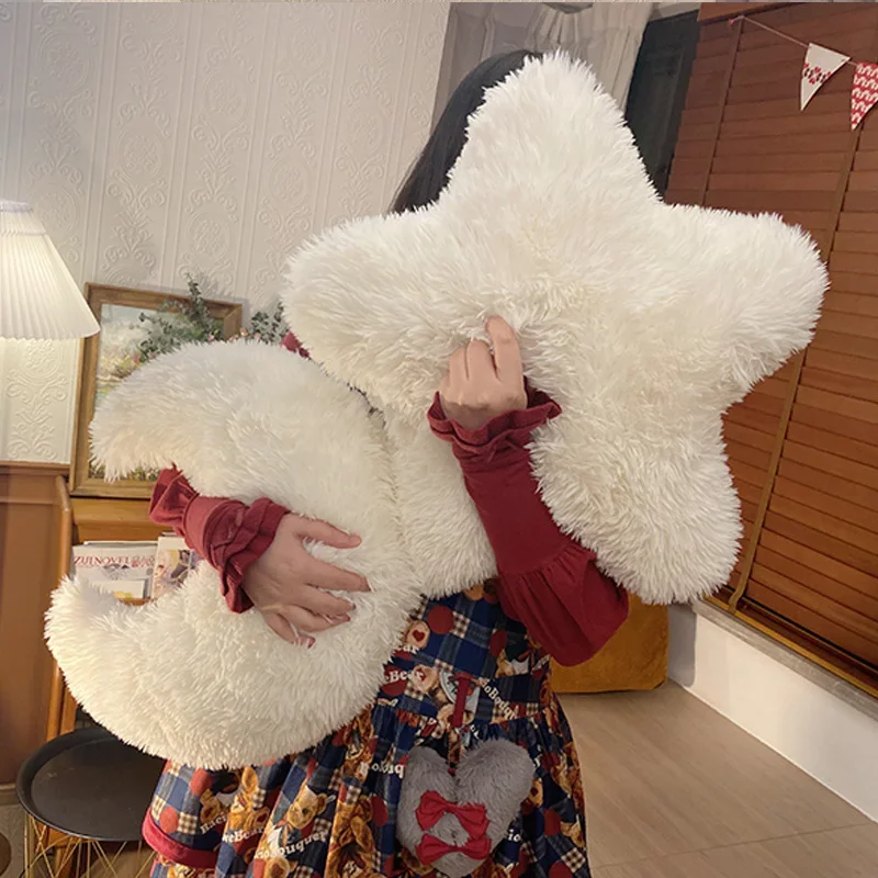 Nuovo farcito Fluffy Cloud Moon Star peluche cuscino morbido divano cuscino giocattoli per bambini Baby Kids Girl Christmas Gift Room Car Decor