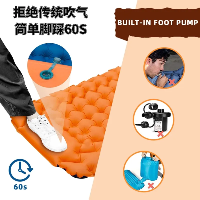 Outdoor 195 * 60 * 5CM Inflatable Cushion Portable Folding Car Foot Stepping Light Inflatable Mattress