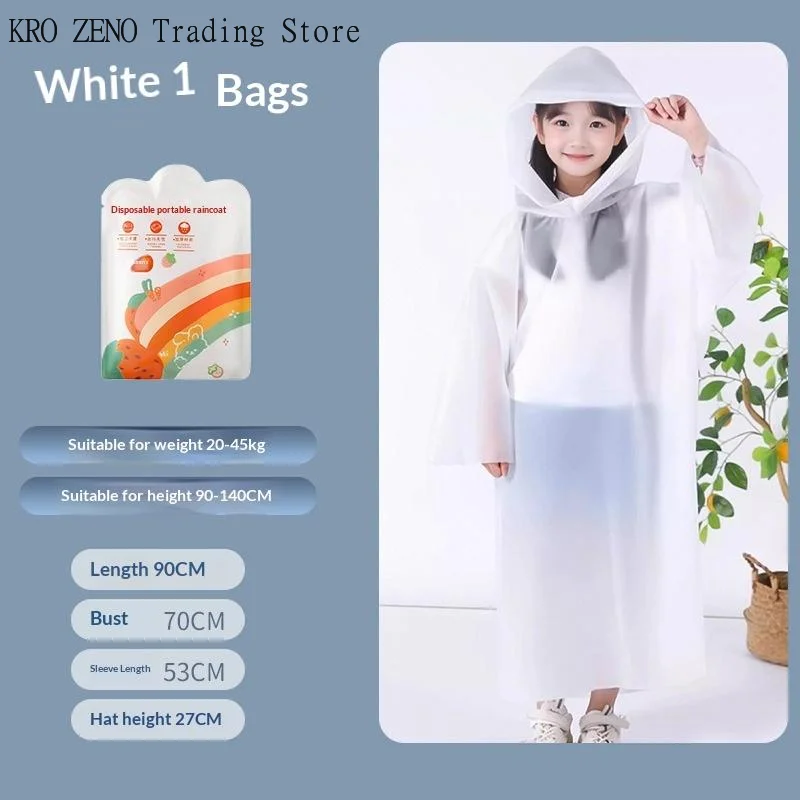 🔝Kids Disposable Raincoat EVA Long One Piece Waterproof Poncho Lightweight Hooded for Outdoor Picnics School Commuting✨