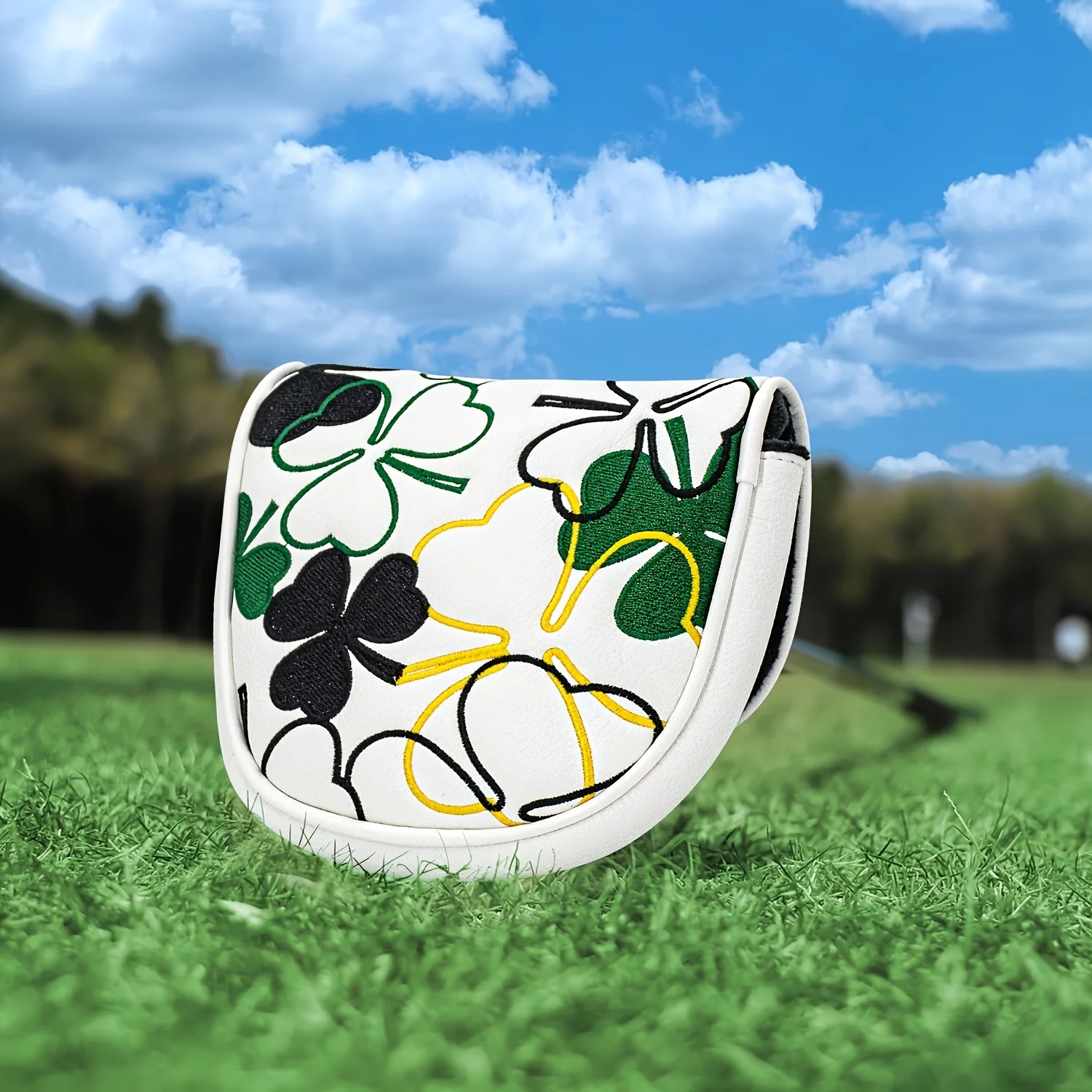 1pc PU Golf Putter Cover with High-End Embroidery Suitable for Mallet Putters, Semi-Circular Head for Club Head view 3