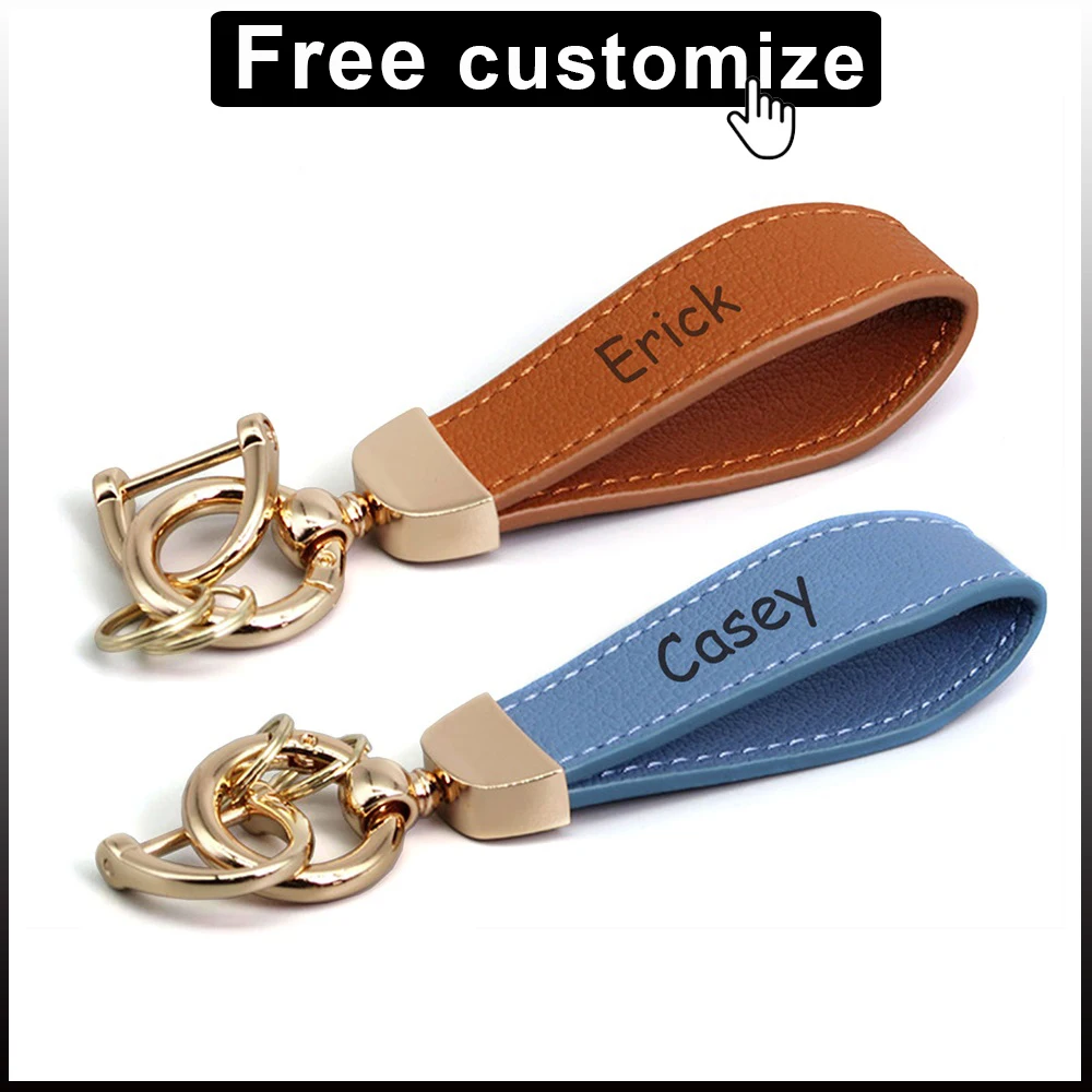 

Customized Name Metal Leather Keychain Top-end Business Gift for Men Car KeyChain Business Party Jewelry Accessories Gifts