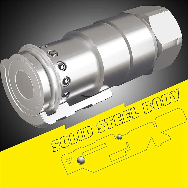 

AC88-1/2Inch NPT Hydraulic Coupler Skid Steer Bobcat Flat Face Quick Connect Couplings With 4PCS Dust Cap