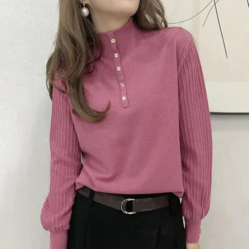 

Sweater Knitted Women's Autumn and Winter New Half-high Neck Bottoming Versatile Long-sleeved Loose Top