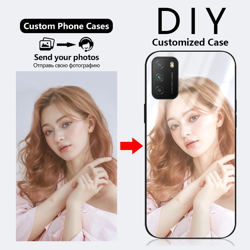 DIY Custom Case For Xiaomi Poco X6 M6 F5 M3 M4 M5 F5 F4 C40 C61 F3 X3 X4 X5 GT NFC Pro Photo Design Glass Silicone Phone Cover