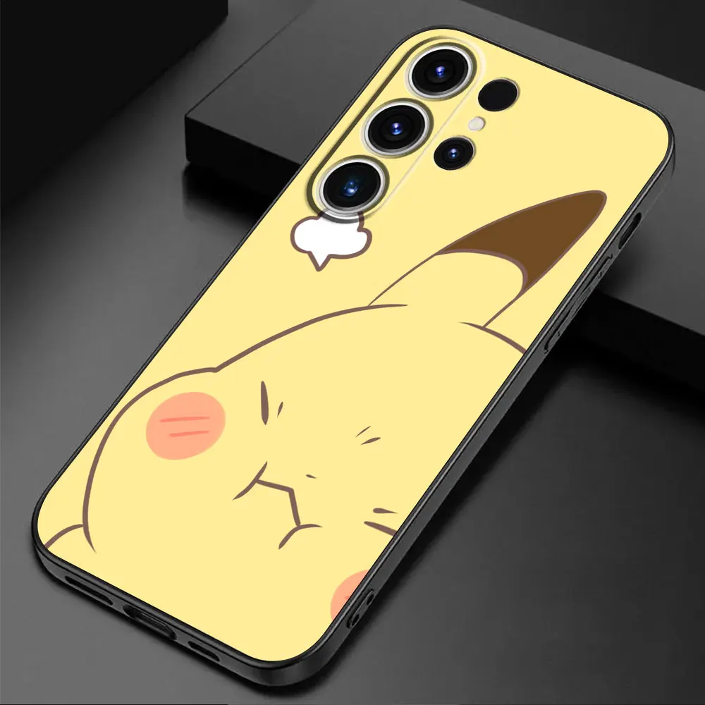 Carcasa trasera de Pokémon, funda de Anime Pikachue para Samsung Galaxy S23 5G S22 S21 Note 20 Ultra 10 Plus 8 9 S20, cubierta negra suave