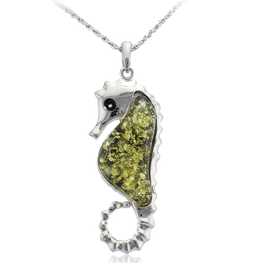 Baltic Simulated Synthetic Charm Lovely hippocampus hippocampal Necklaces & Beautiful Pendants Necklace For Women X025